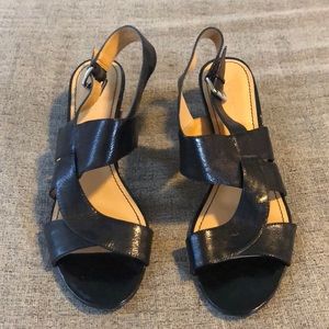 Nine West Black Strap Block Heel Sandal